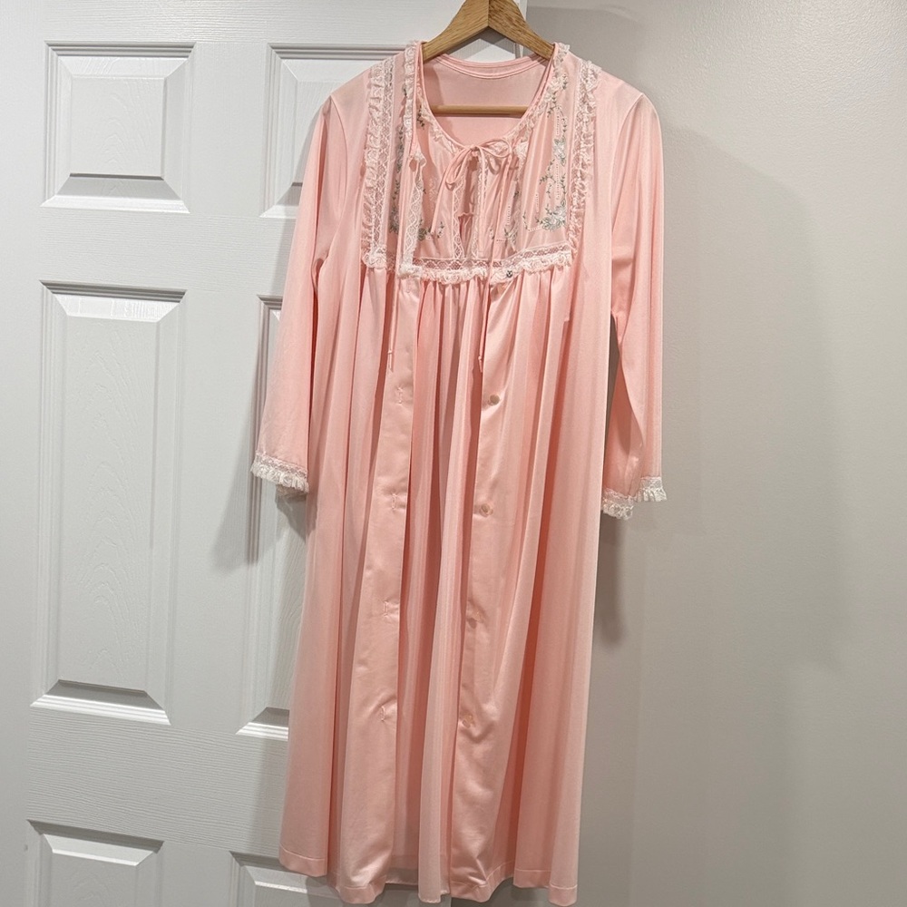 Vintage Komar Pink Two Piece Peignoir Set Large
